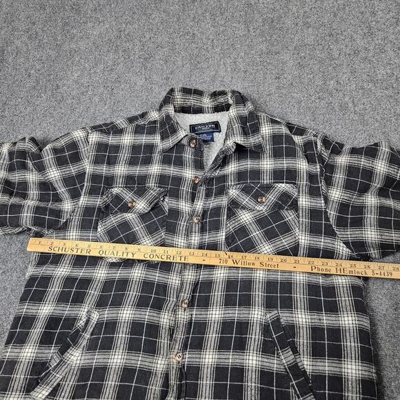 Canyon Creek Sherpa Lined Plaid Shacket XL Black White Flannel Jacket‎ - Picture 6 of 8